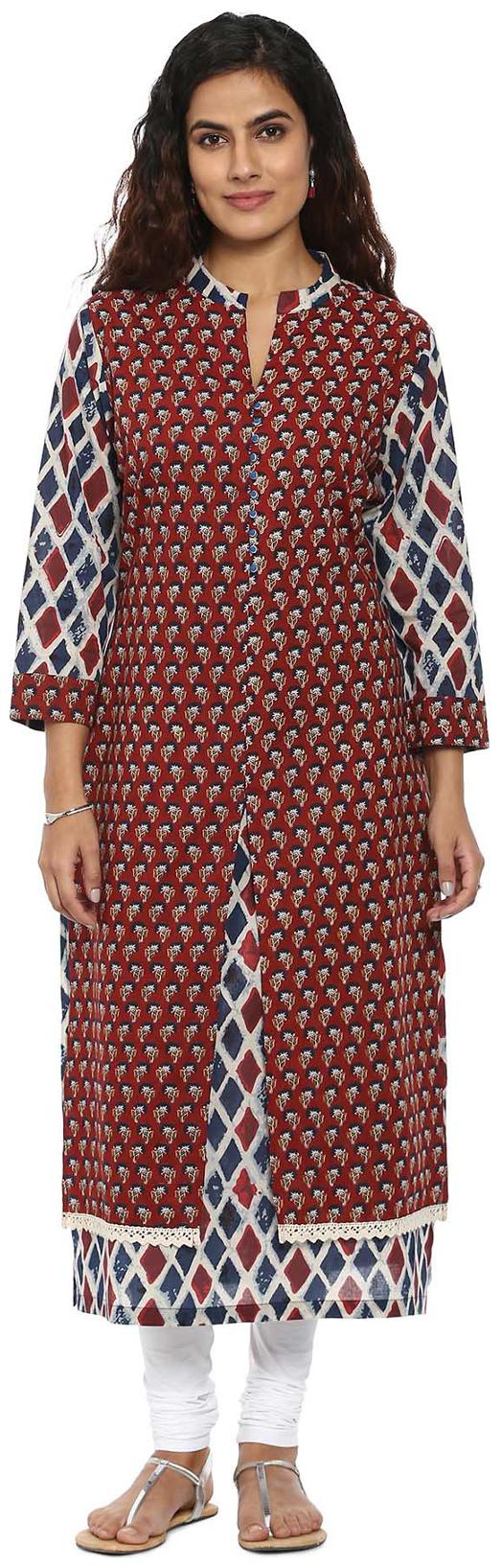 

Soch Women Maroon Floral Straight Kurta