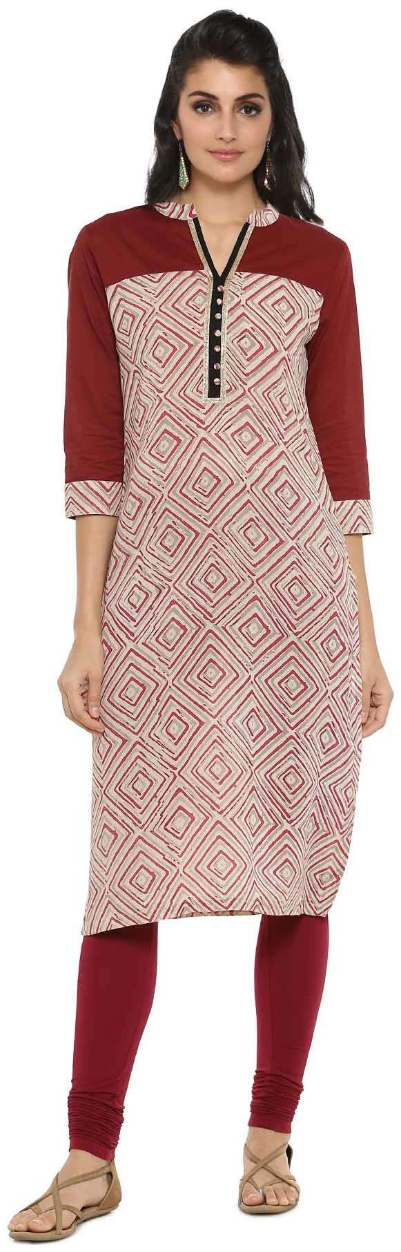

Soch Women Maroon Printed Straight Kurta