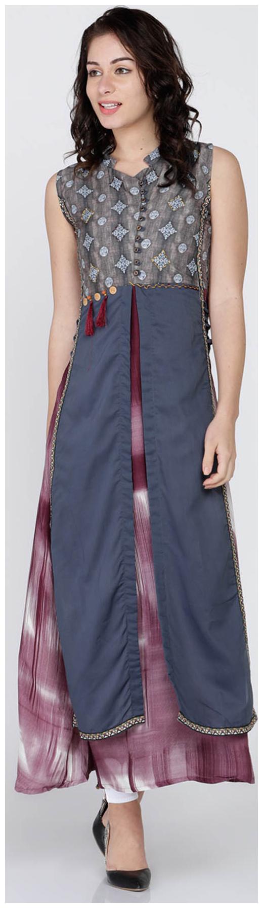 

Soch Mehendi Green Rayon A-Line Printed Kurti