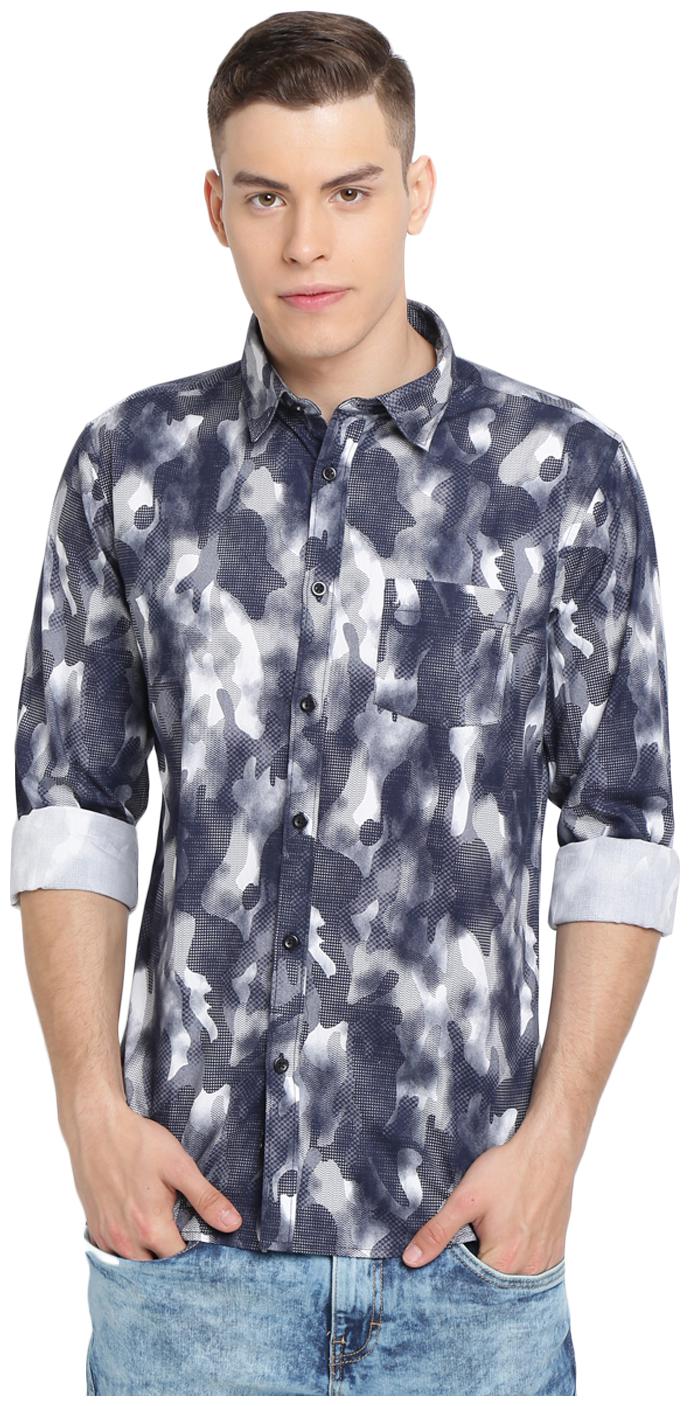 

Soch Men Blue Printed Slim Fit Casual Shirt