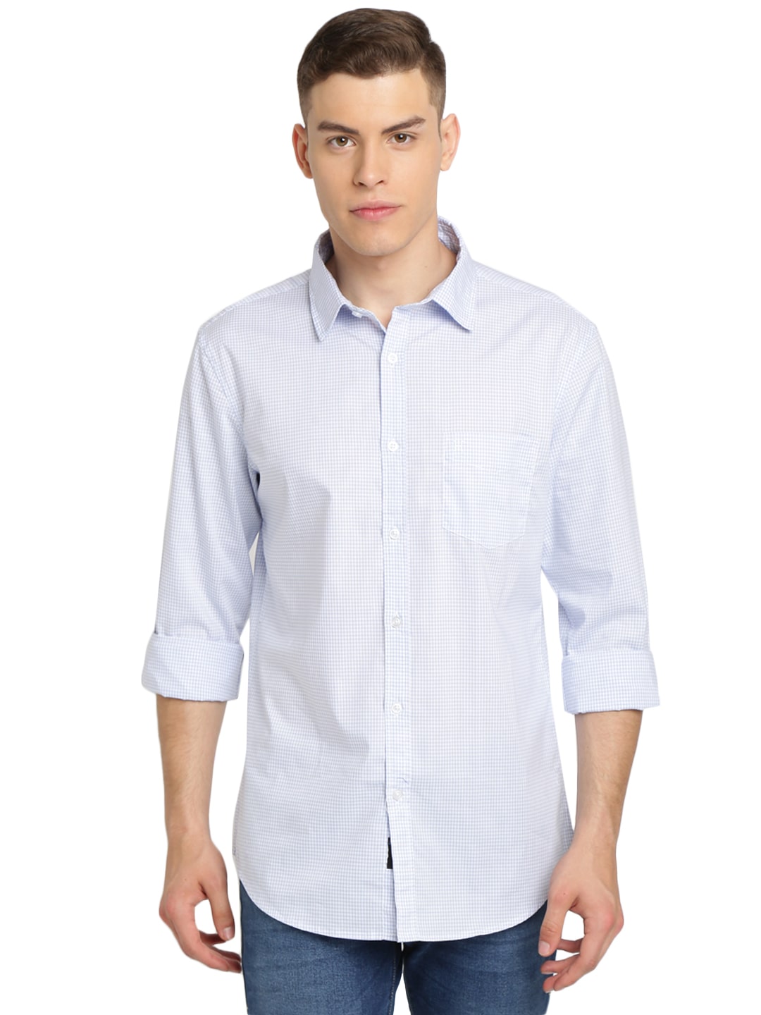 

Soch Men Blue Checked Slim Fit Casual Shirt