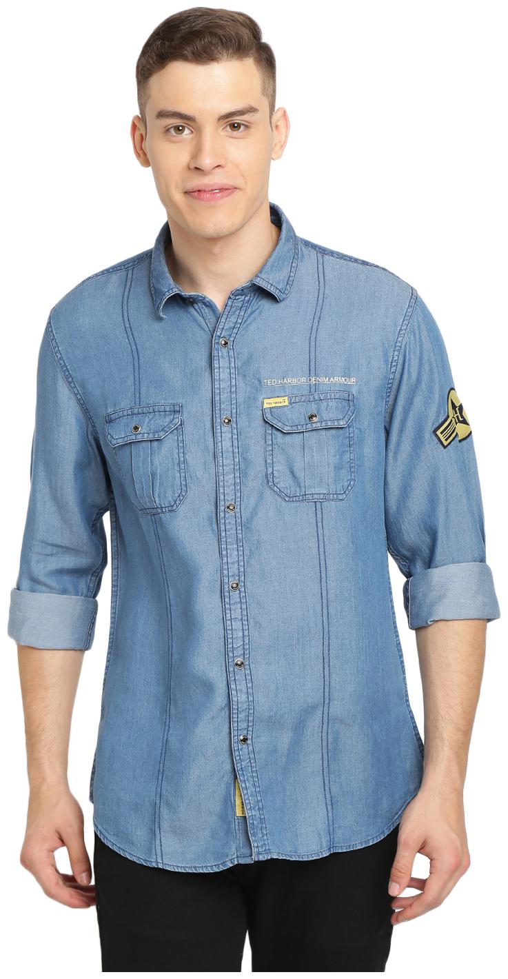 

Soch Men Blue Solid Slim Fit Casual Shirt
