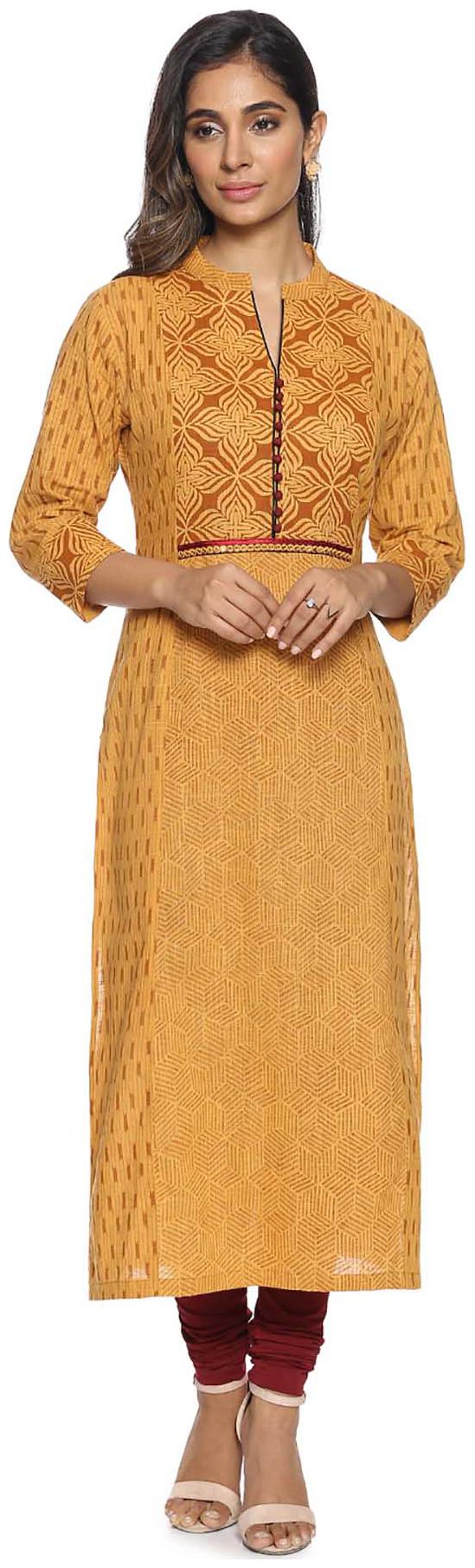 

Soch Women Yellow Printed Straight Kurti