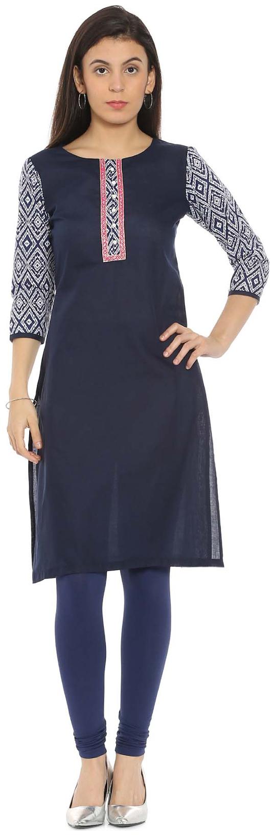 

Soch Women Blue Printed Straight Kurti