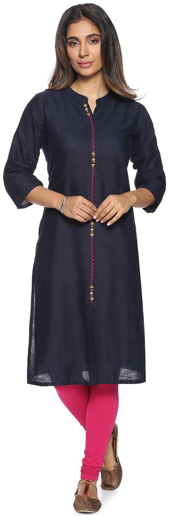 

Soch Women Blue Solid Straight Kurti