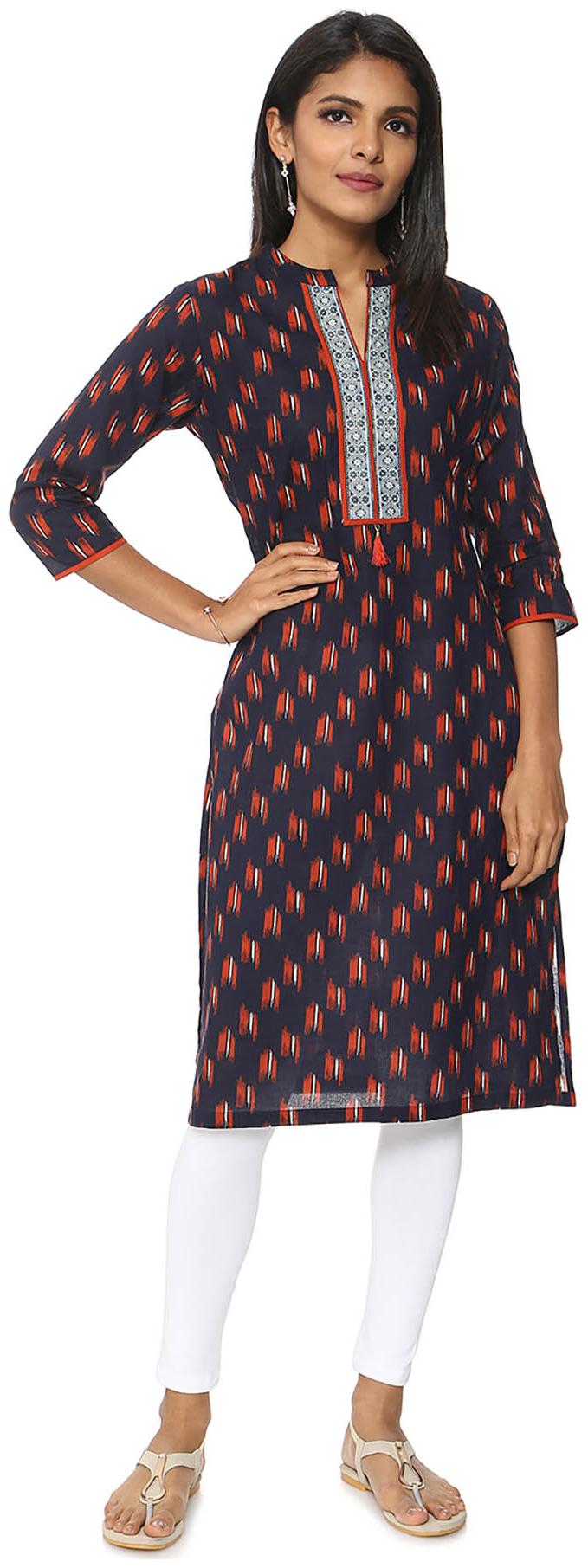 

Soch Women Blue Printed Straight Kurti