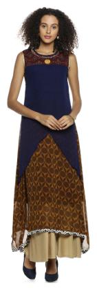 

Soch Navy Blue Printed Georgette Kurti