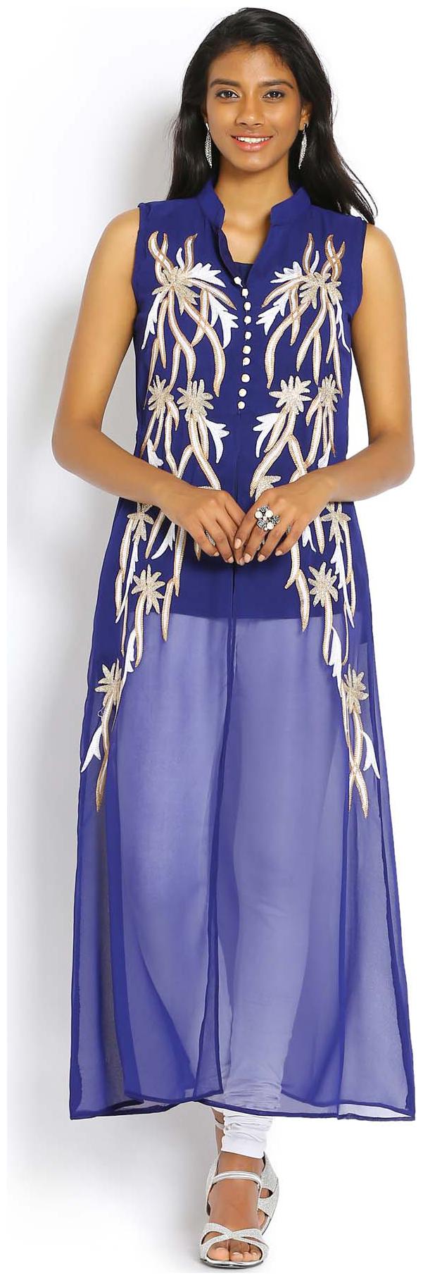 

Soch Navy Blue Embroidery Georgette Kurti