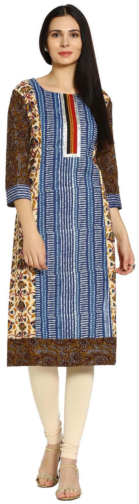 

Soch Women Blue Printed Straight Kurti