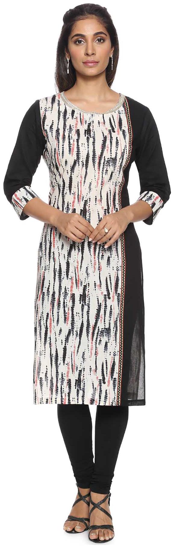 

Soch Women White Printed Straight Kurti