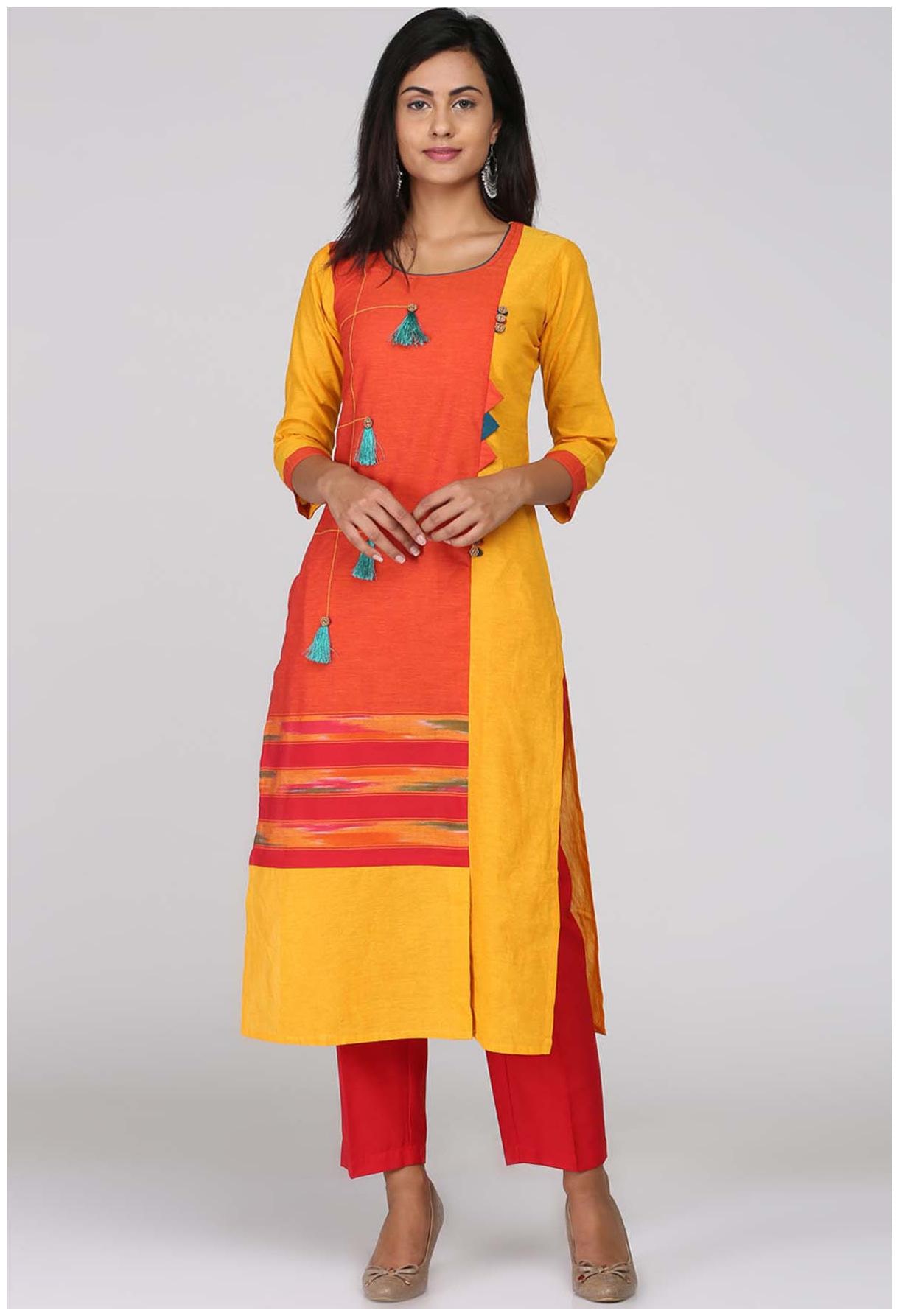 

Soch Women Orange Solid Straight Kurti