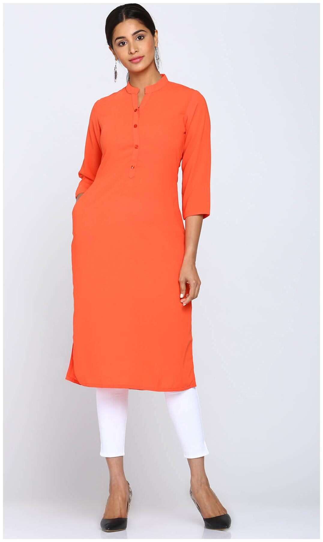 

Soch Women Orange Solid Straight Kurti