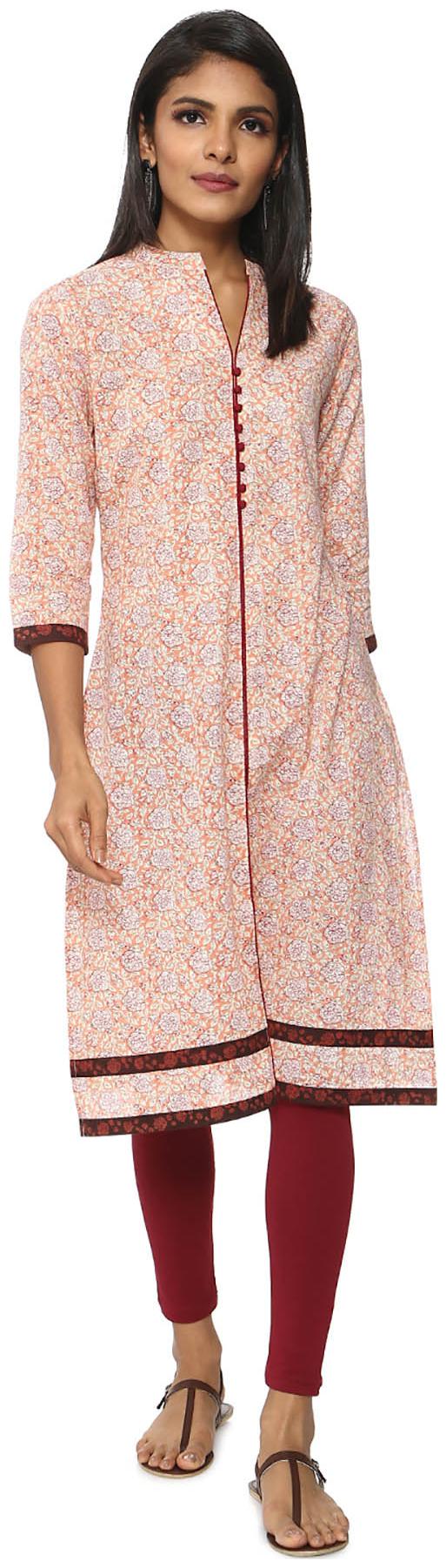 

Soch Peach Cotton Printed Kurti