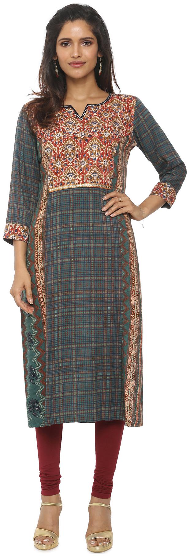 

Soch Women Green Printed Straight Kurta