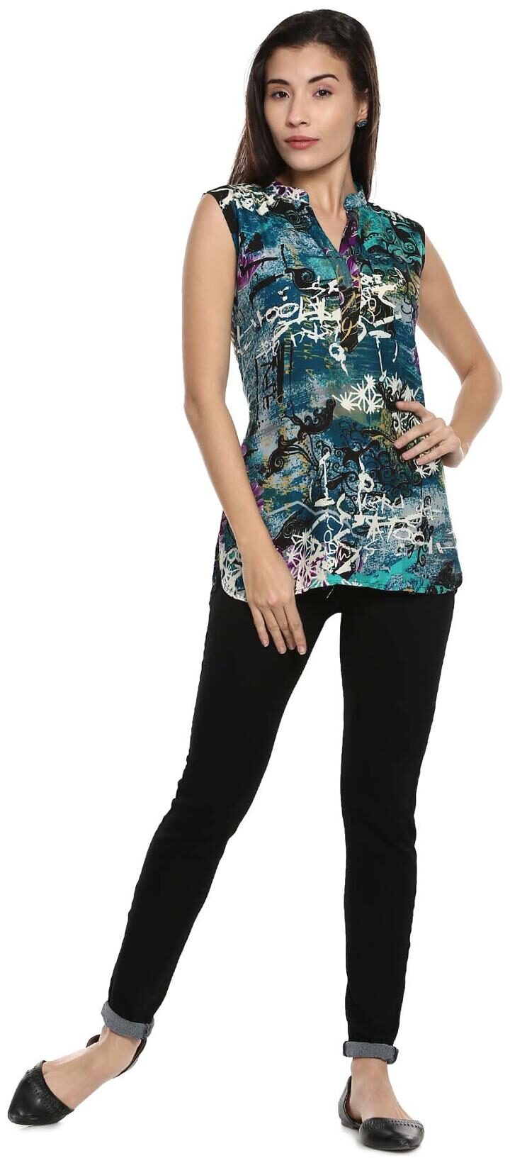 

Soch Women Green Printed Straight Kurti