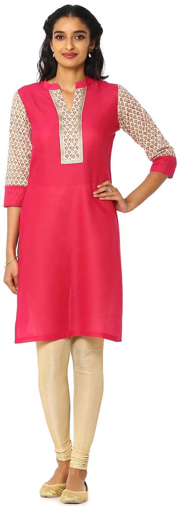 

Soch Women Pink Printed Straight Kurta