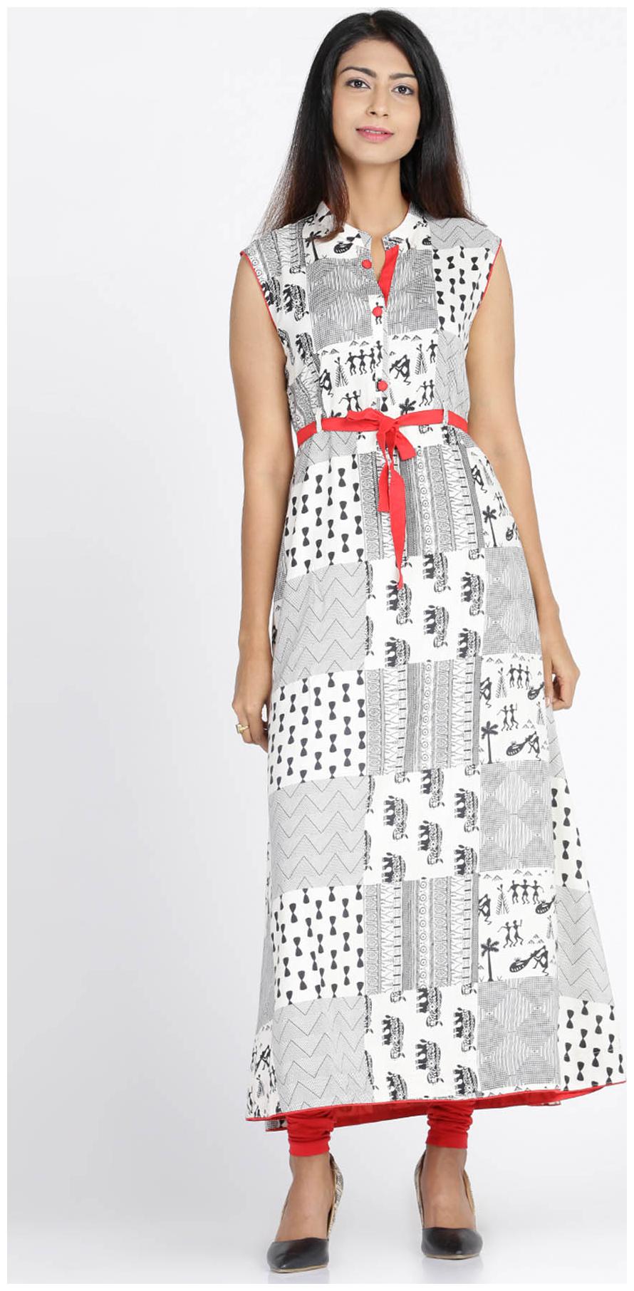 

Soch Women White Printed Straight Kurti