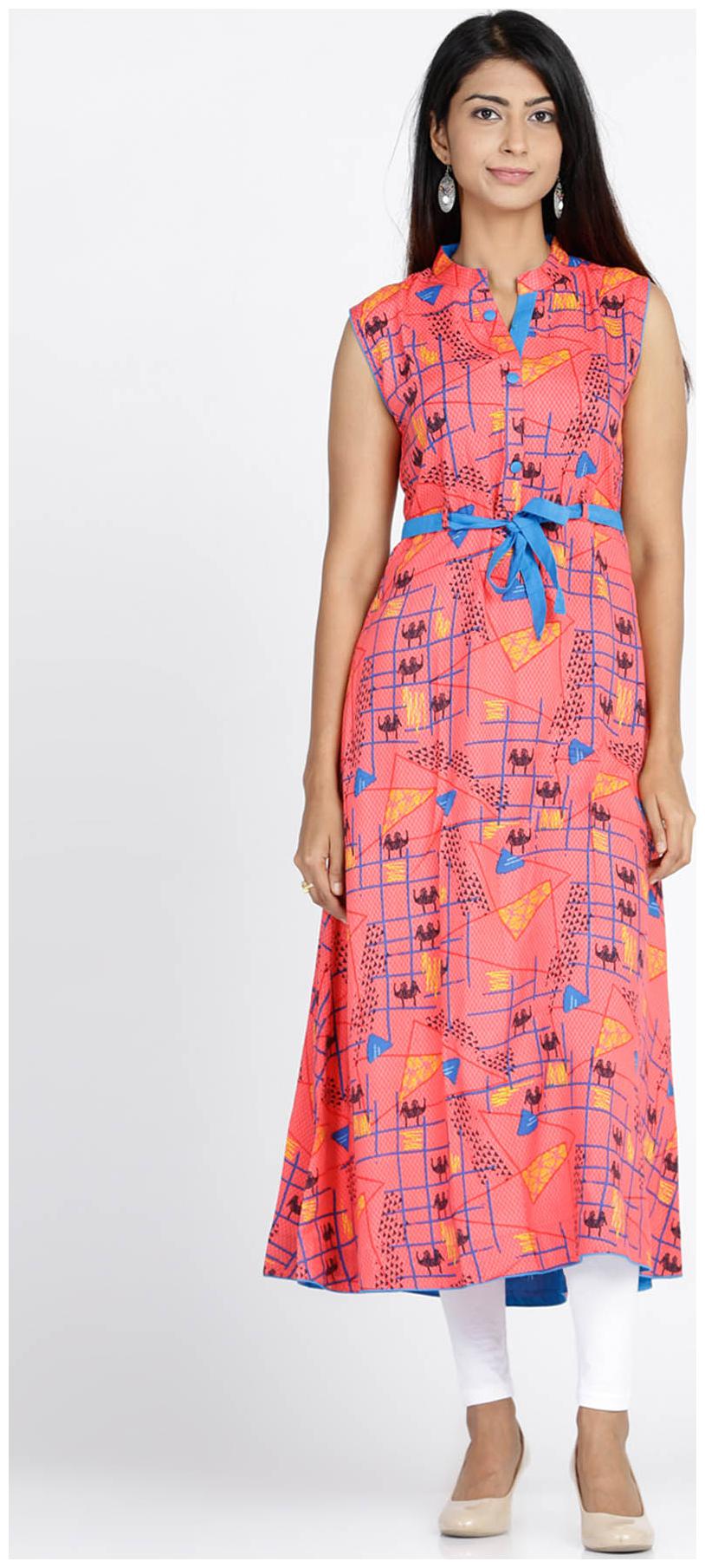 

Soch Women Pink Printed Straight Kurti
