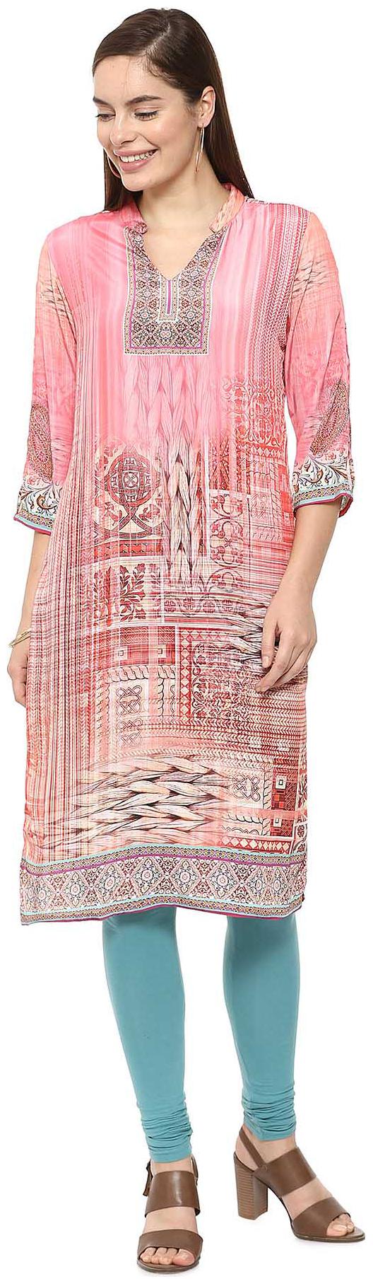 

Soch Women Pink Printed Straight Kurta