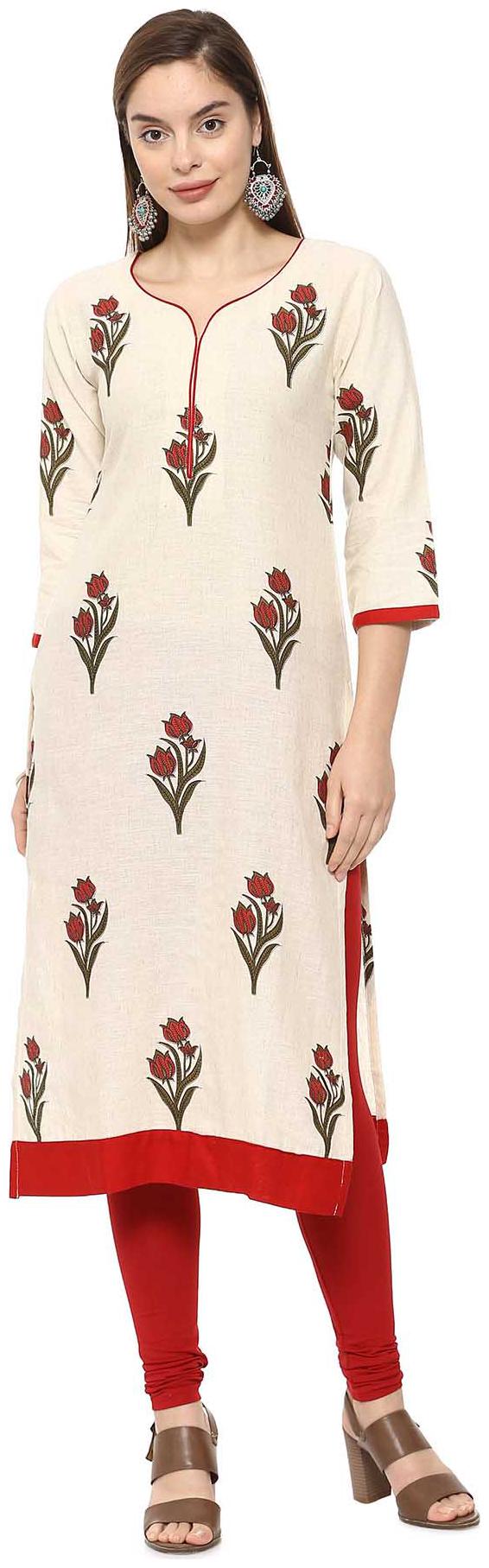 

Soch Women Beige Printed Straight Kurti