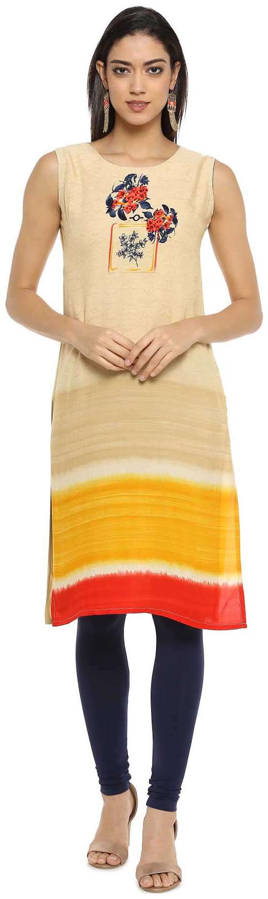 

Soch Women Beige Printed Straight Kurta