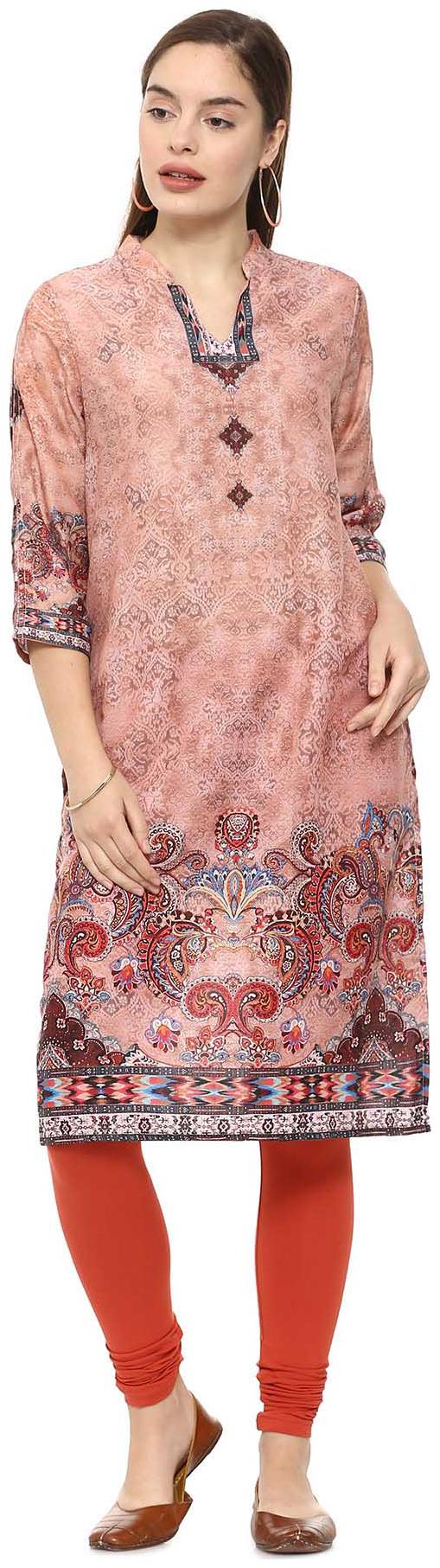 

Soch Women Pink Printed Straight Kurti