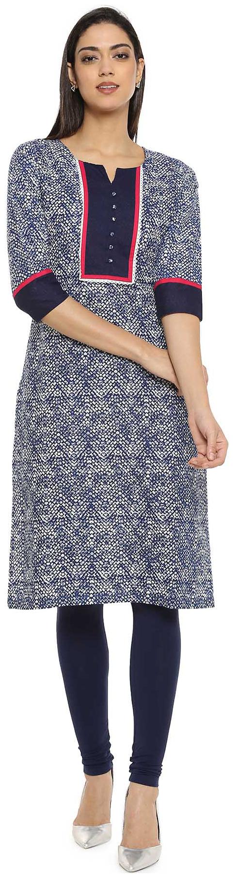 

Soch Women Blue Printed Straight Kurta