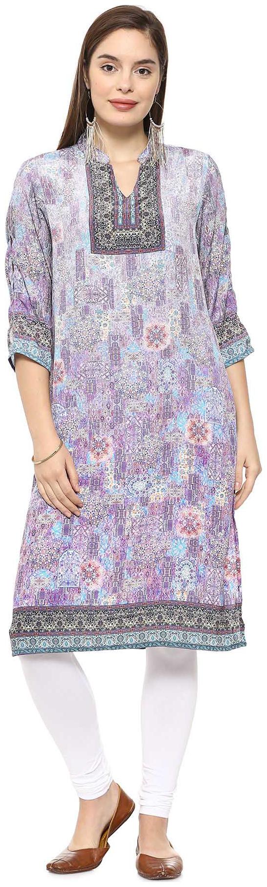 

Soch Women Purple Printed Straight Kurti