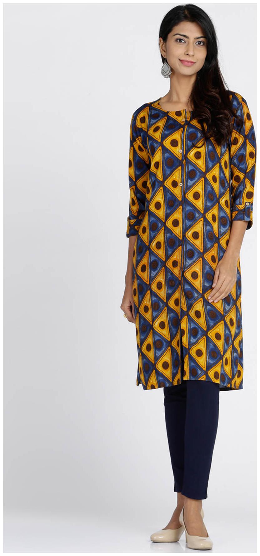 

Soch Women Blue Printed Straight Kurti