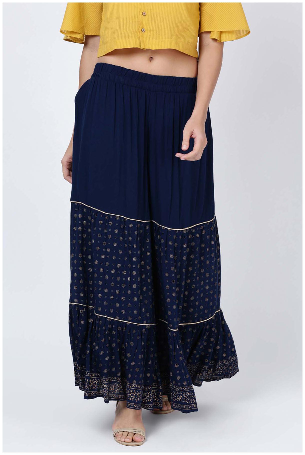 

Soch Navy Blue Printed Straight Palazzo
