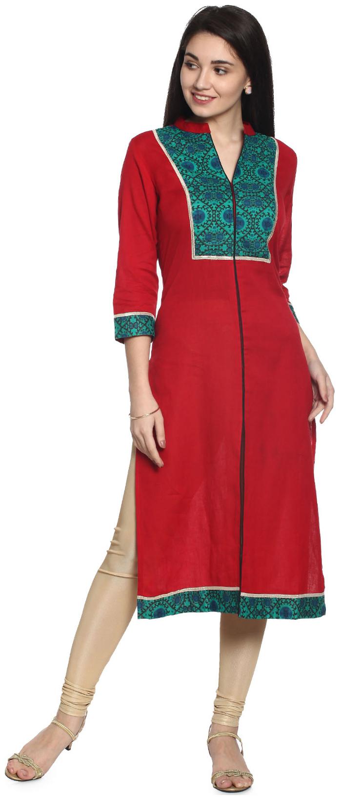 

Soch Women Red Printed Straight Kurti