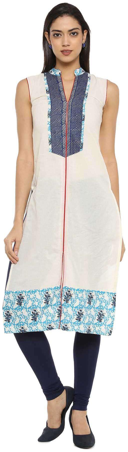 

Soch Women White Printed Straight Kurta