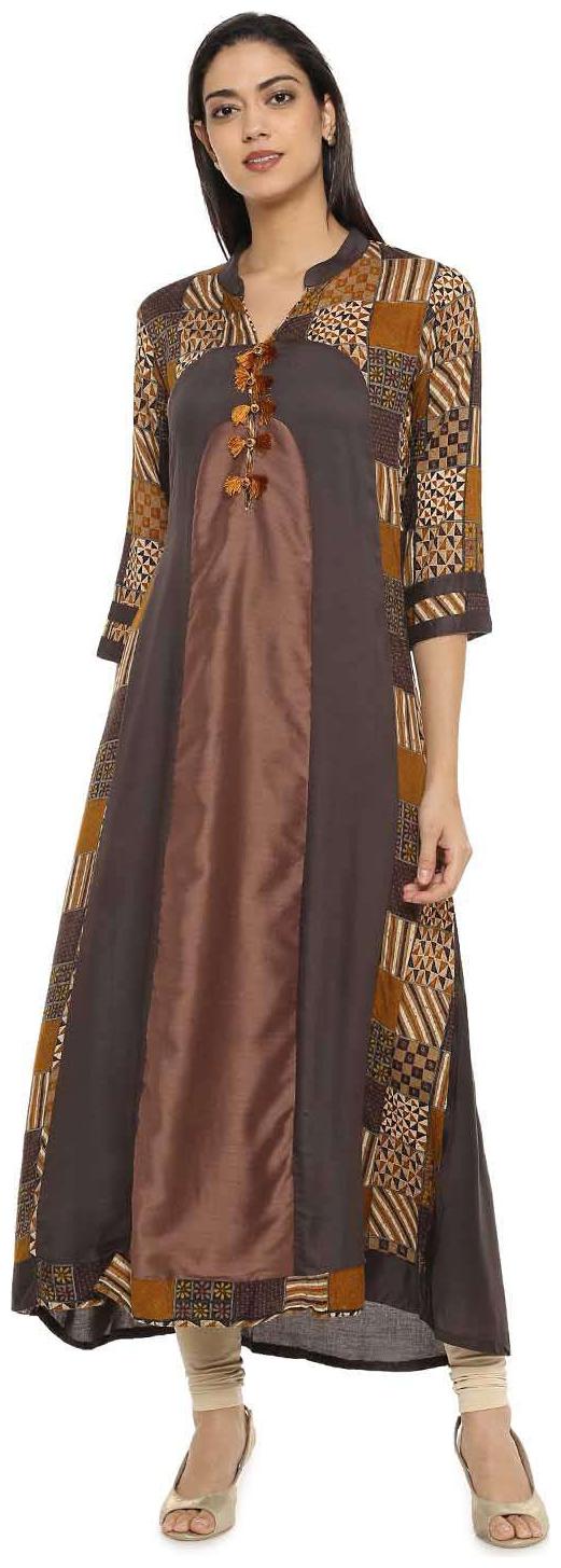 

Soch Printed A-Line Mustard Kurti