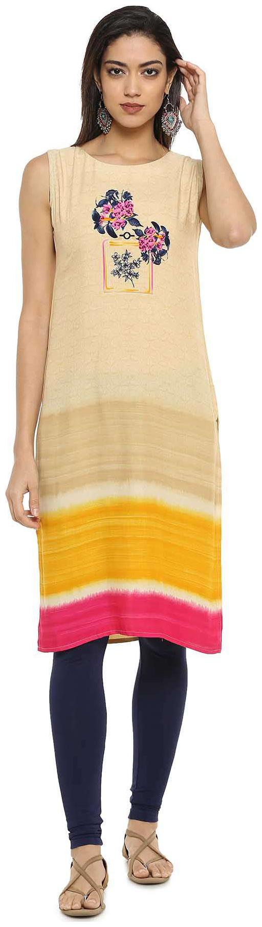 

Soch Women Beige Printed Straight Kurta