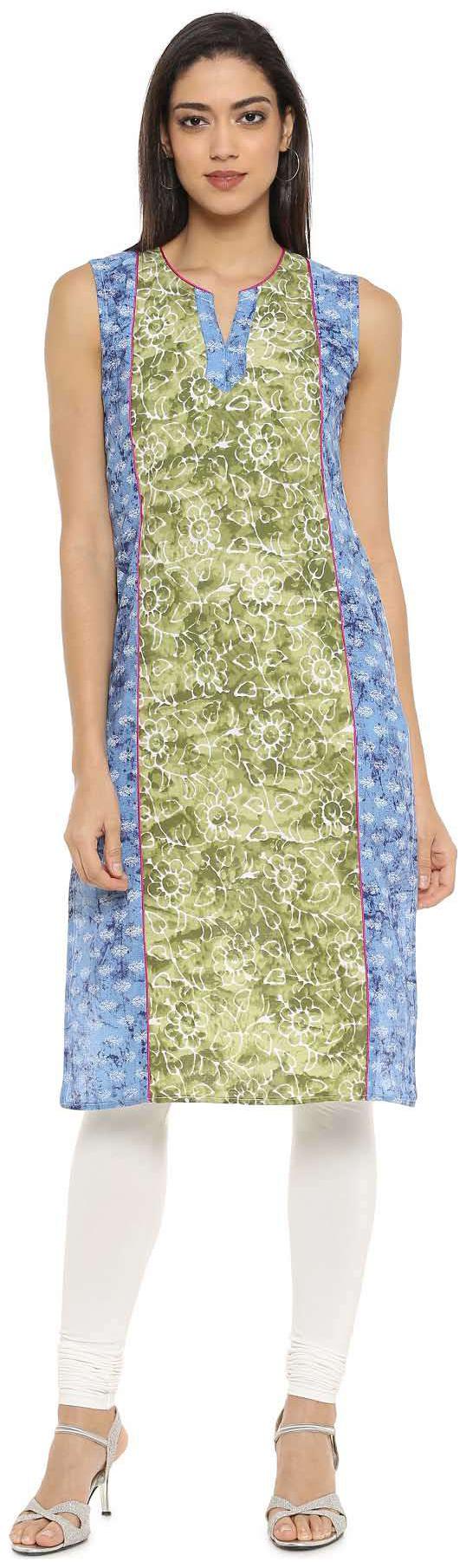 

Soch Women Green Printed Straight Kurta