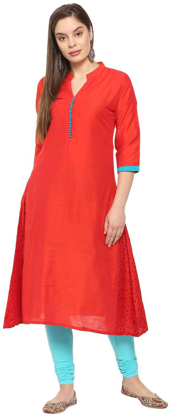 

Soch Printed Art Silk A Line Red Kurti