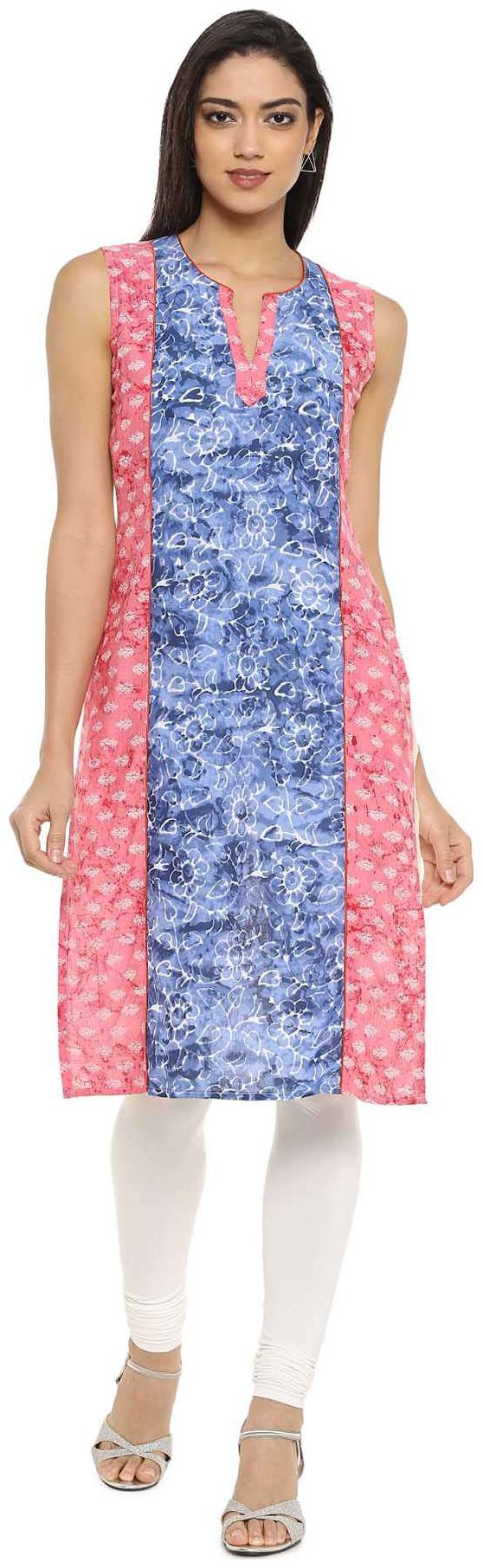 

Soch Women Blue Printed Straight Kurta