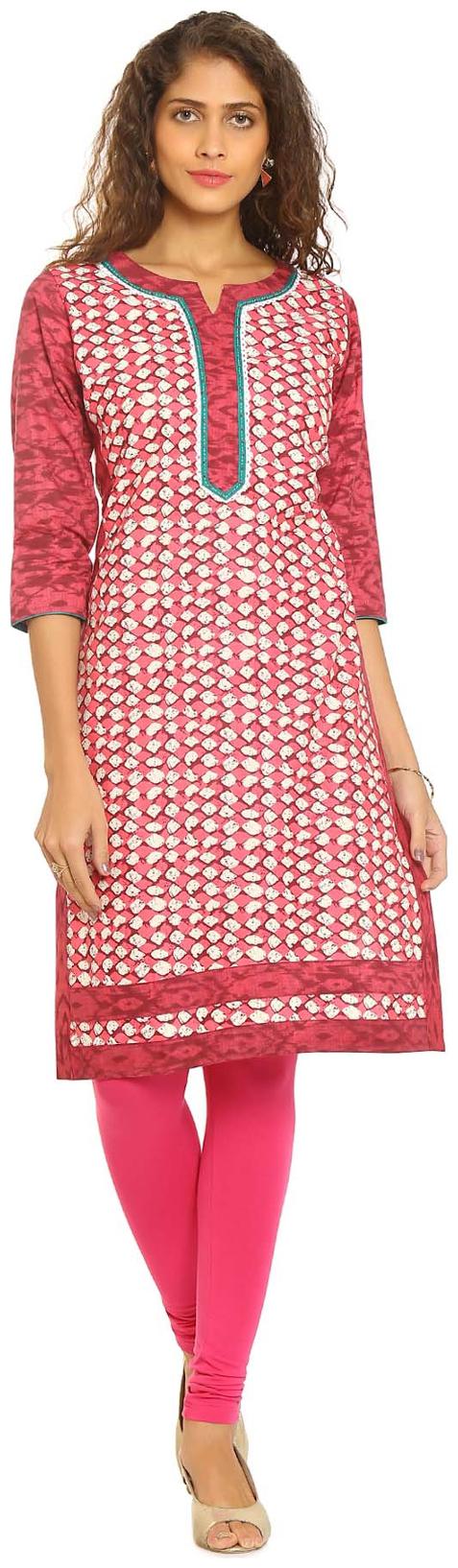 

Soch Women Pink Printed Straight Kurti