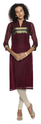 

Soch Women Purple Embroidered Straight Kurta