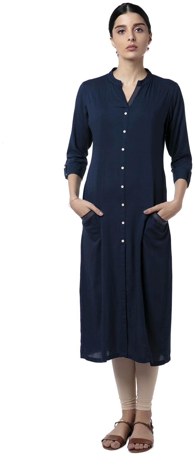 

Soch Women Blue Solid Straight Kurti