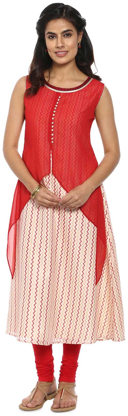 

Soch Women Red Printed Layered Kurta