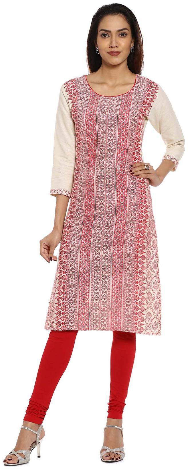 

Soch Women Red Printed Straight Kurta