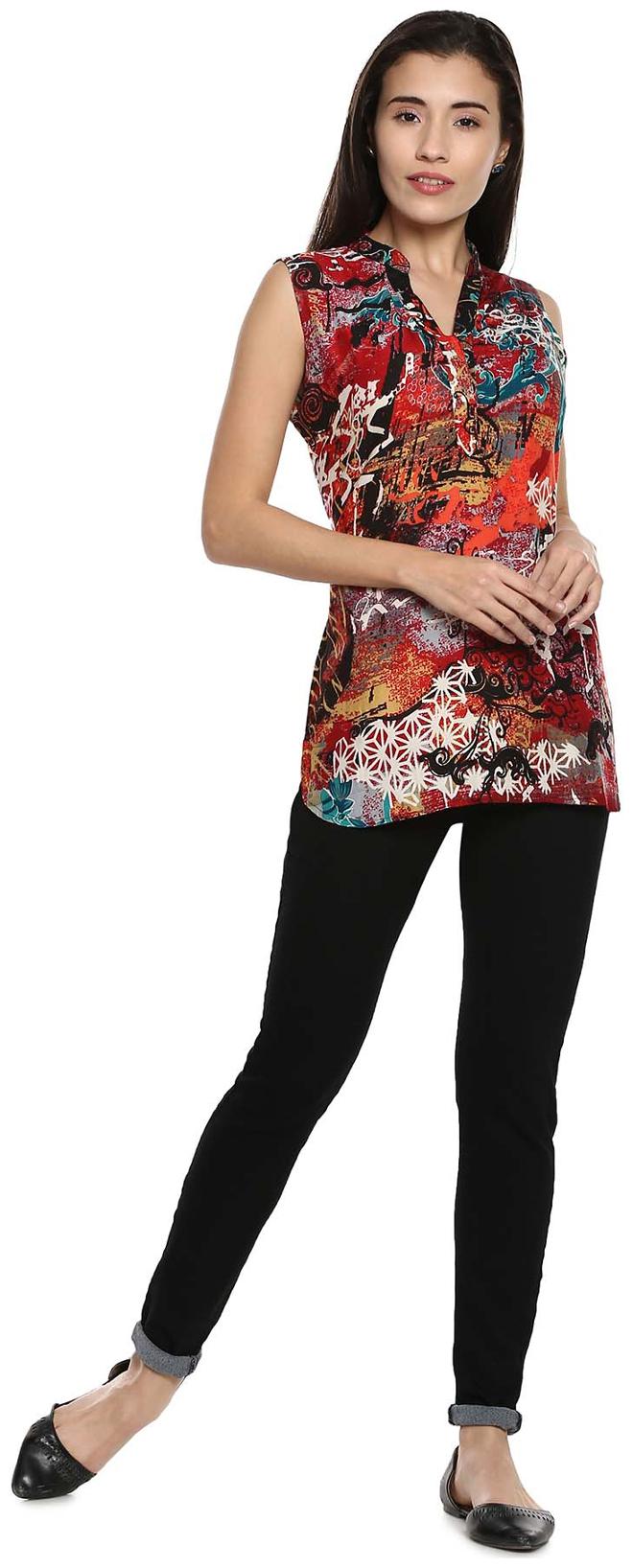 

Soch Women Red Printed Straight Kurti