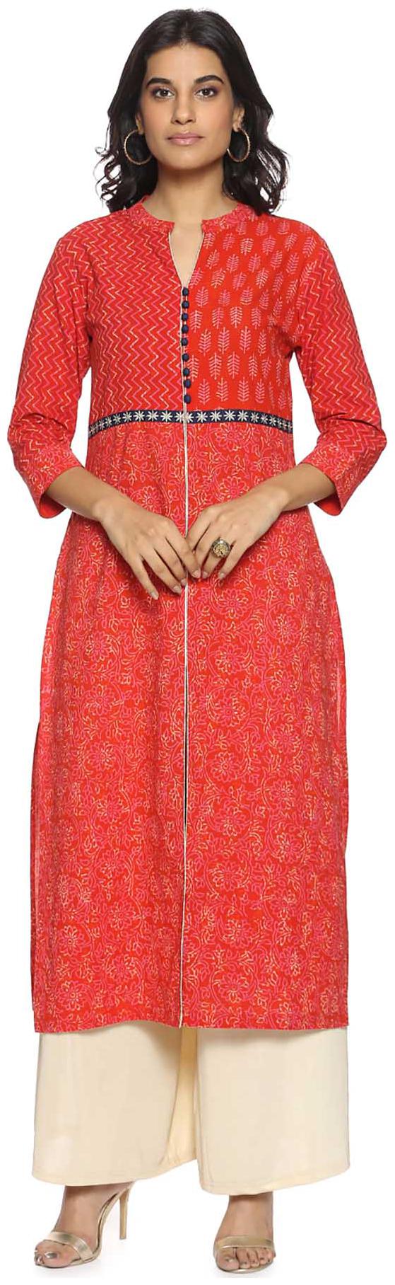 

Soch Women Red Printed Straight Kurti