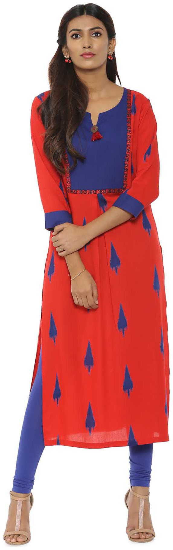 

Soch Women Red Printed Straight Kurti