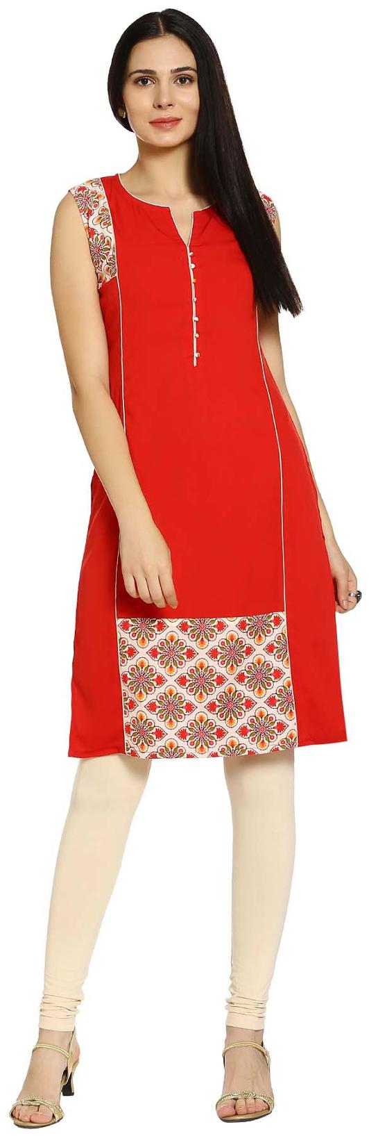 

Soch Women Red Printed Straight Kurti