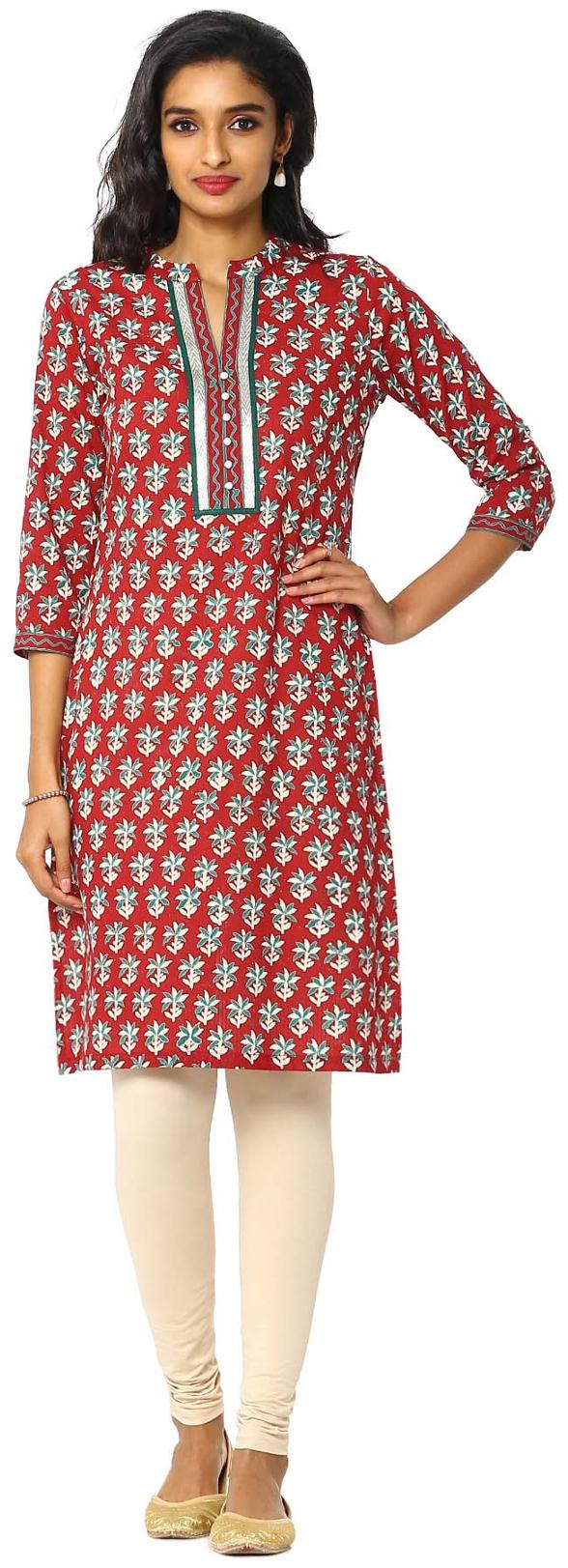 

Soch Women Red Printed Straight Kurta