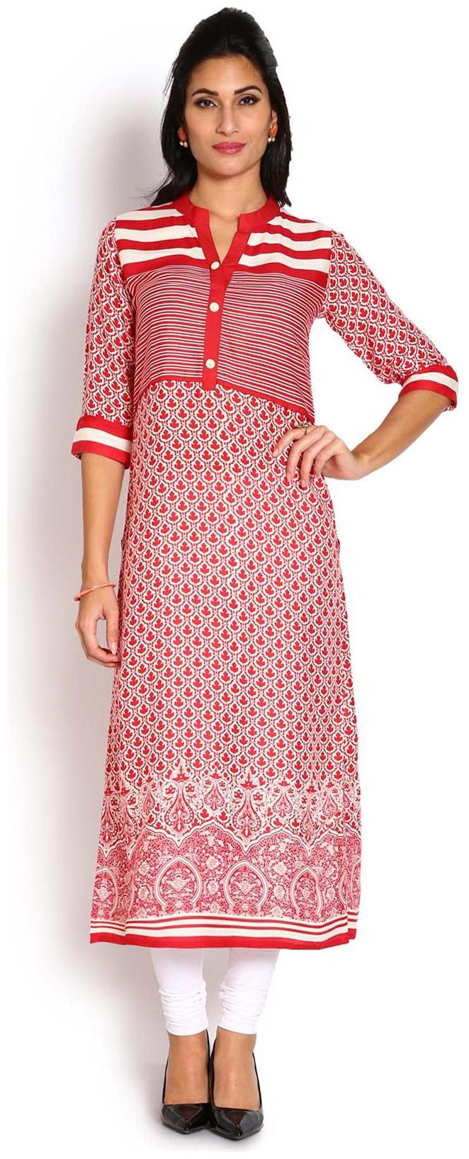

Soch Women Red Printed Straight Kurti