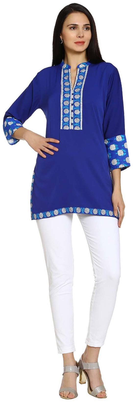 

Soch Women Blue Printed Straight Kurti