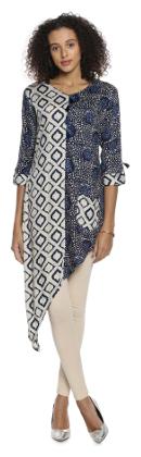

Soch Women Blue Printed Assymetrical Kurti